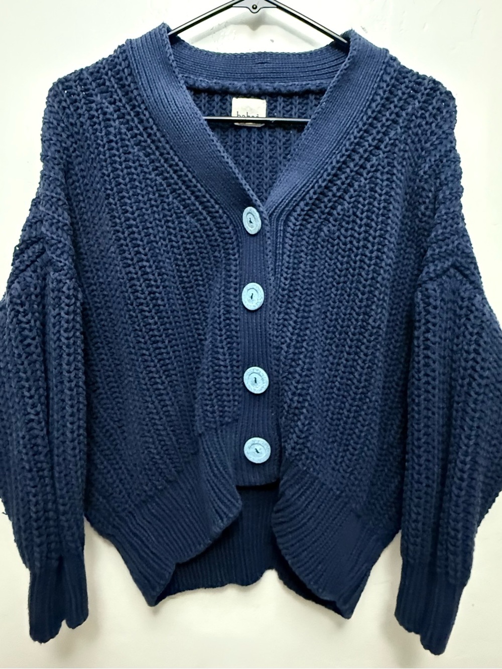 Babaa Navy No. 18 Chunky Knit Button-Front Cardigan